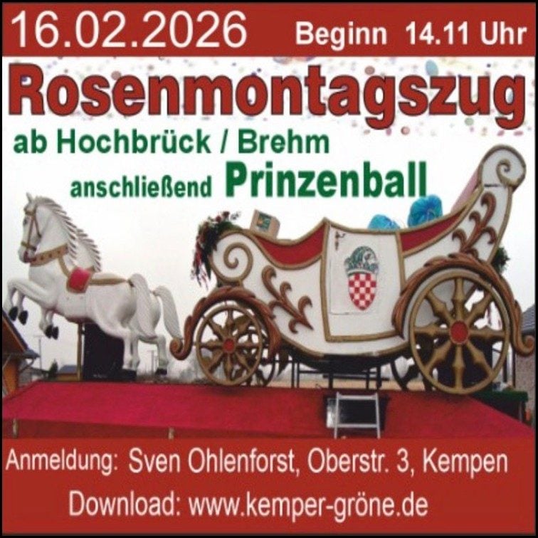 Rosenmontagszug mit Prinzenball