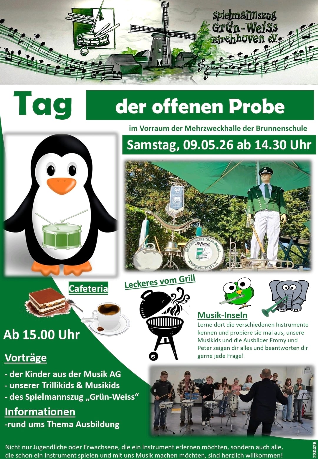"Tag der offenen Probe" des Spielmannszug Grün-Weiss Kirchhoven