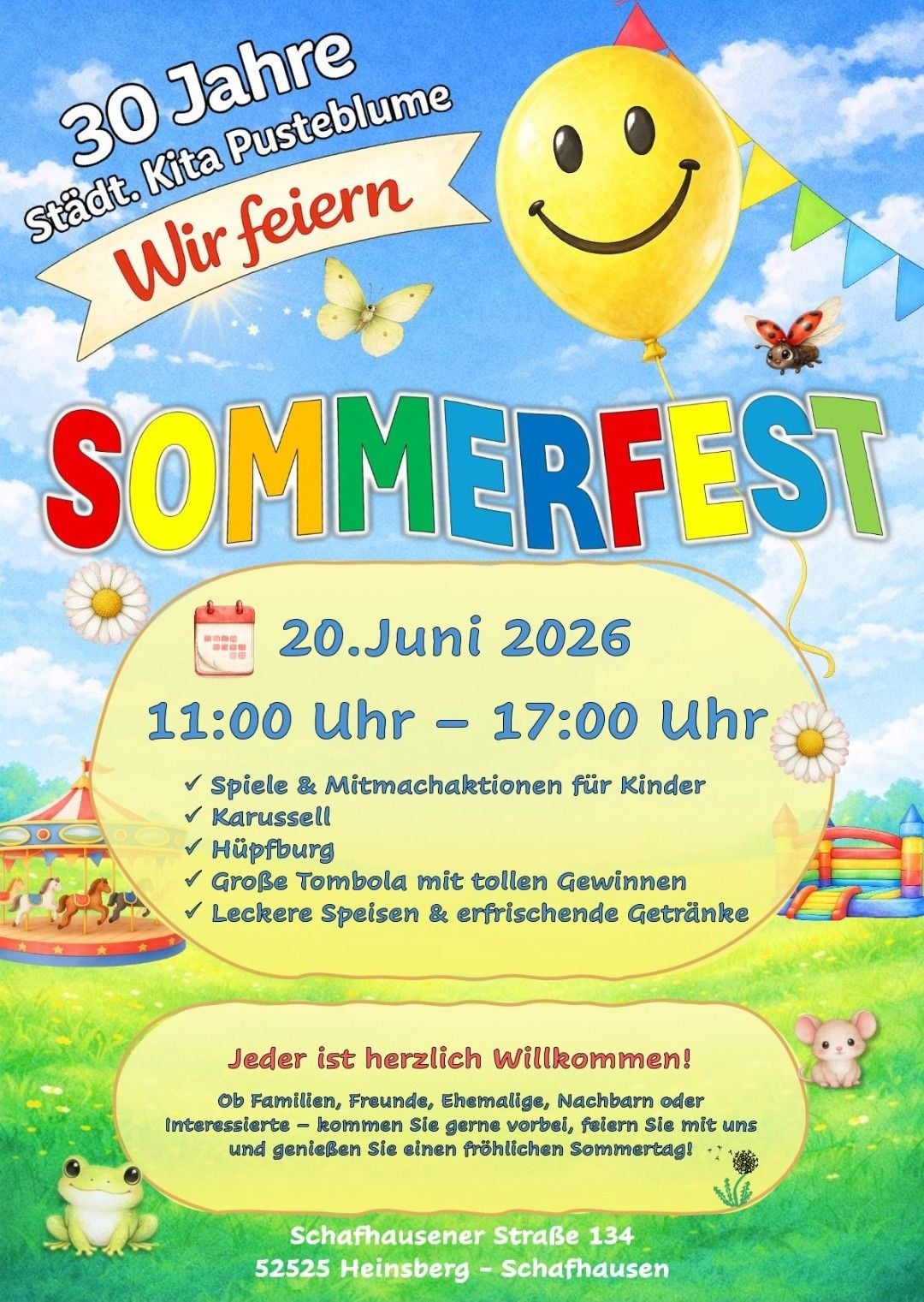 Sommerfest zum 30.jährigen Bestehen der Städt. Kita Pusteblume