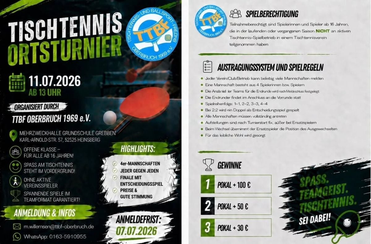 Tischtennis Ortsturnier