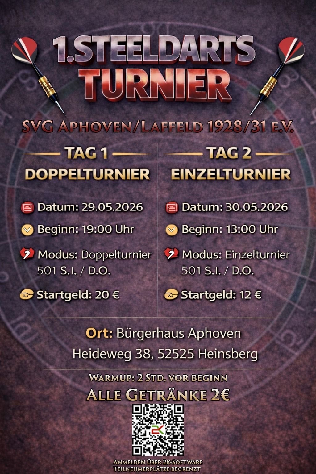 1. Steeldarts Turnier der SVG Aphoven/Laffeld