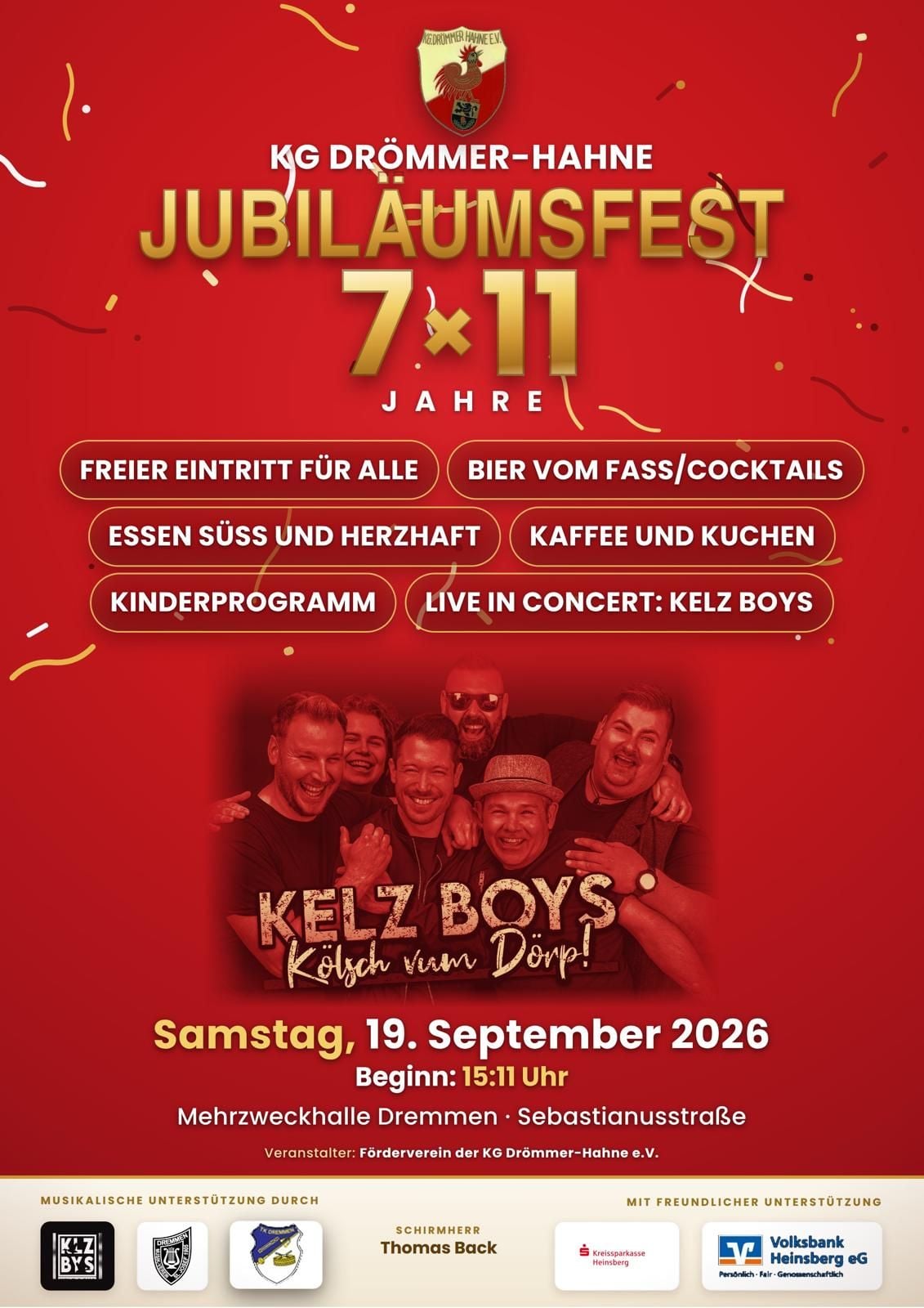 Jubiläumsfest Karnevalsgesellschaft Drömmer Hahne