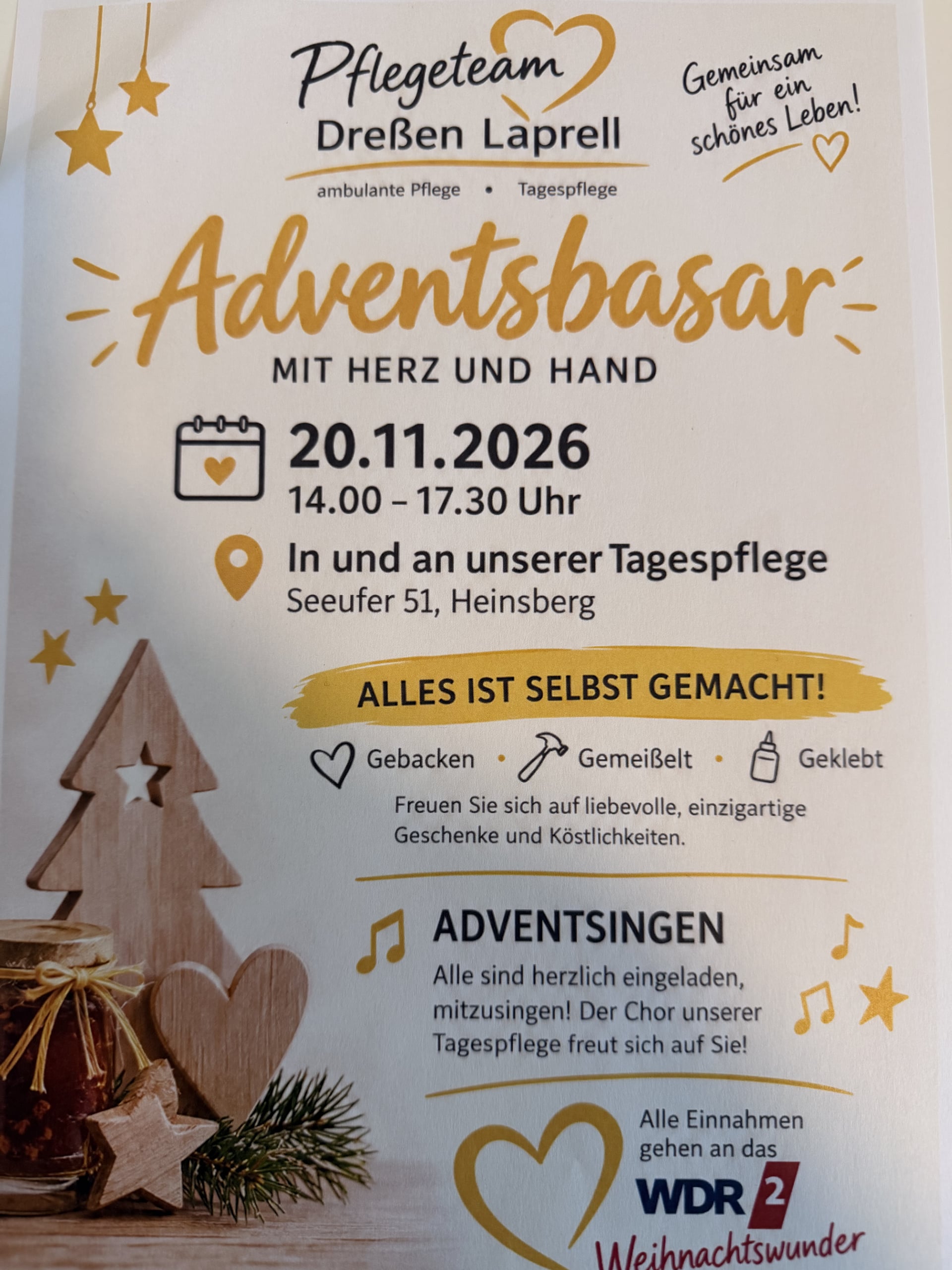 Einladung zum Adventsbasar für den guten Zweck