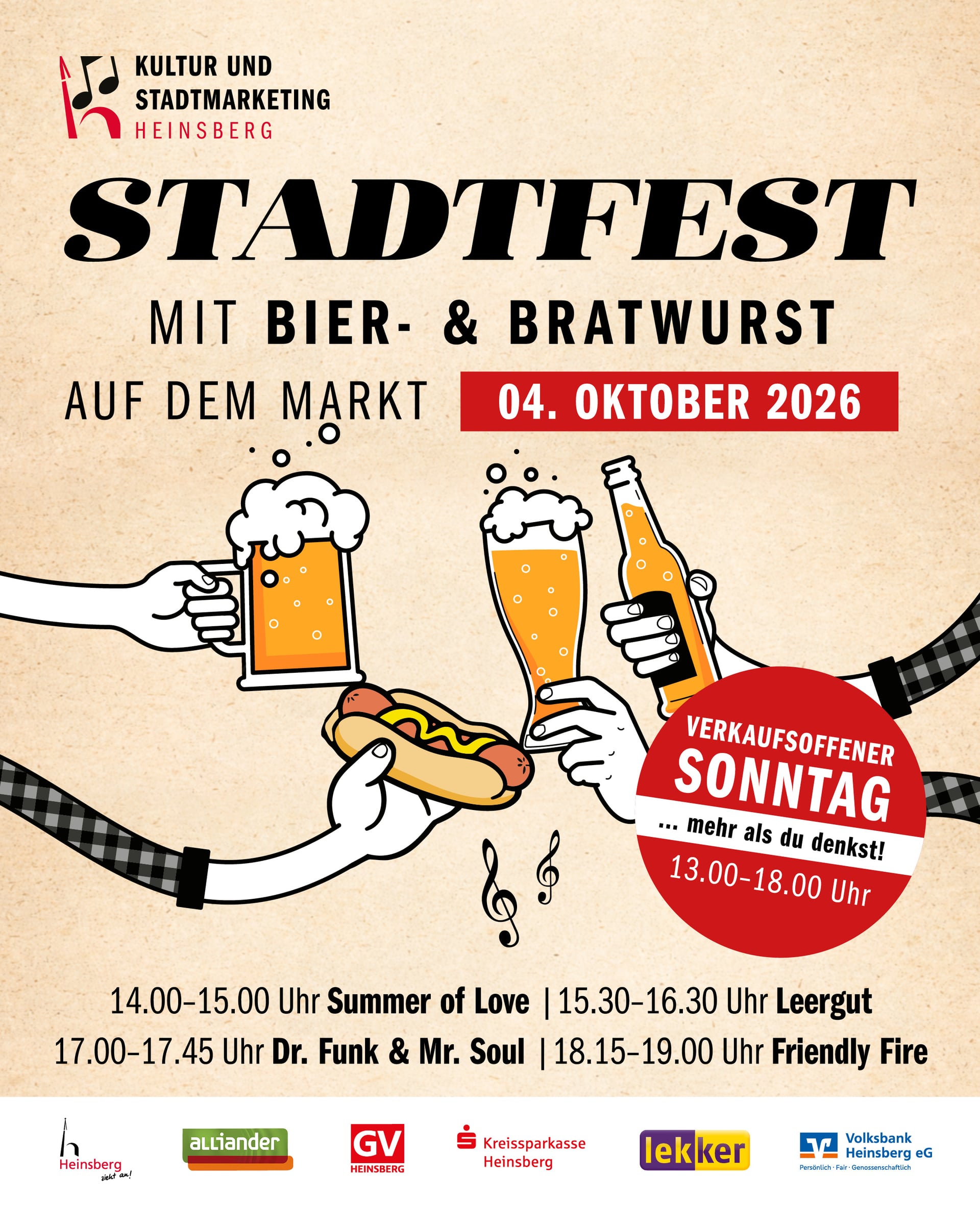 Stadtfest mit Bier und Bratwurst / Verkaufsoffener Sonntag